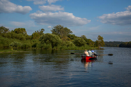 Group fly fishing from drift boat on White River-3