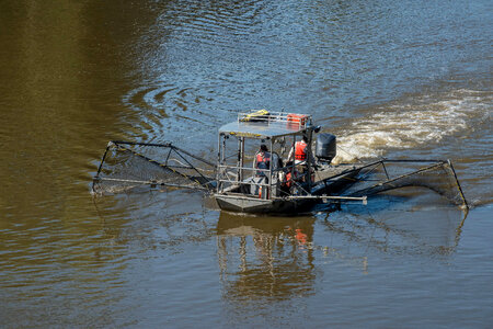 U.S. Fish and Wildlife Service boat, The Magna Carpa, searching for invasive carp-1