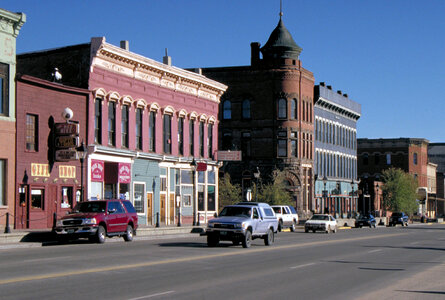 Downtown Leadville buildings and street in Colorado photo