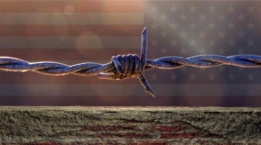America barbed wire fence photo