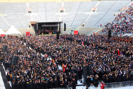 Rows of standing graduates in Madison, Wisconsin photo