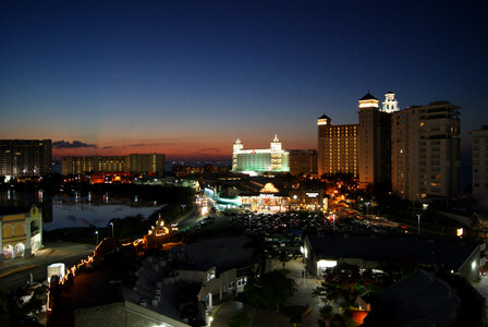 Cityscape of Cancun at Night in Quintana Roo, Mexico