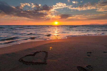 Love Heart Beach Sunset Ocean photo