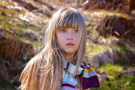 Blond long hair face photo