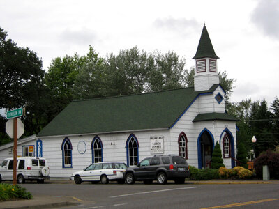 Former church in Veneta, now a restaurant in Oregon