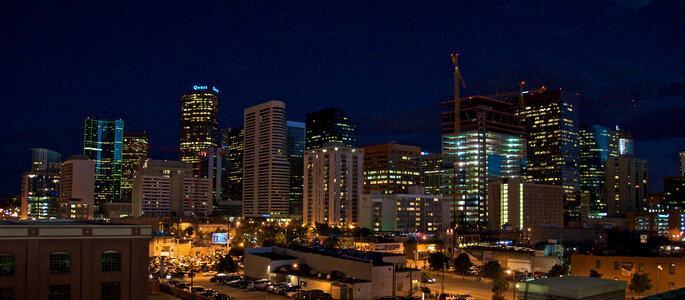 Night Time Cityscape and lights in Denver, Colorado photo