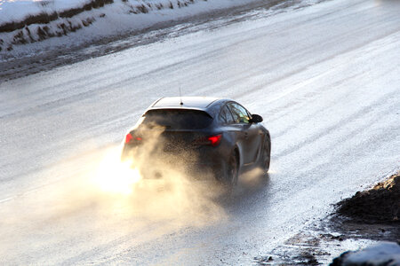 Car on icy road photo