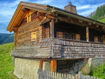 Log cabin nature outside photo