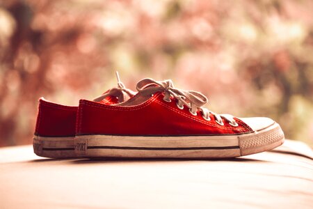 Red Sneakers Canvas Shoes photo