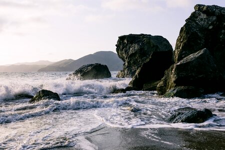 Rocky California Shore With Waves photo