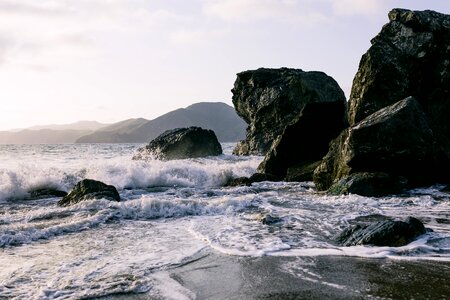 Rocky California Shore With Waves