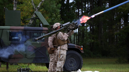 A Marine fires an FIM-92 Stinger Missile photo