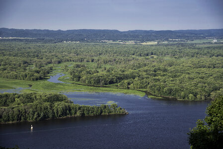 Inlet of the Mississippi River and Landscape at Great River Bluffs State Park photo