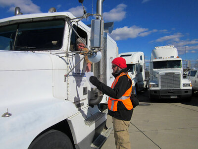 Trucks delivers supplies for storm victims