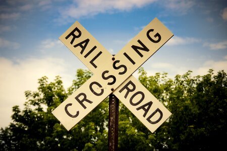 Crossing railroad safety photo