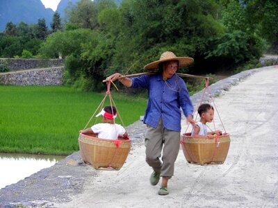 Asian children basket