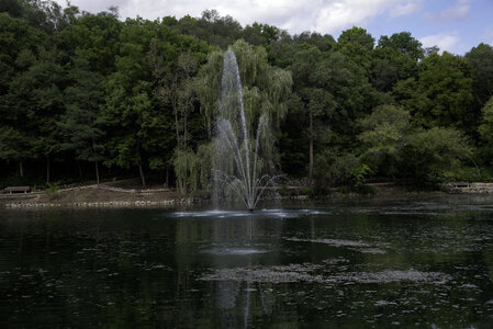 Fountain in the middle of the pond