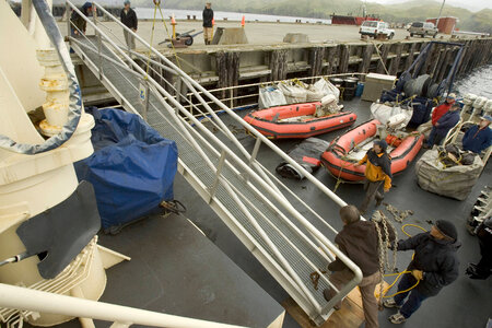 Unloading items to a boat dock