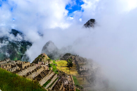 Ancient Ruins of Machu Picchu in Peru in the Clouds photo
