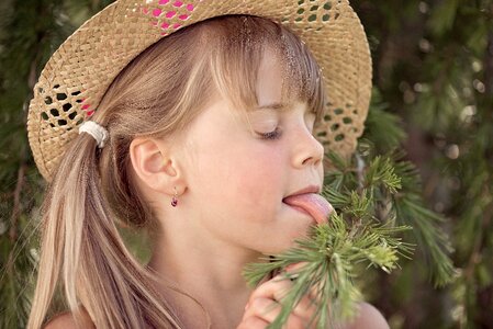 Girl blond hat