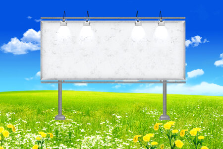 Large blank advertisement board. Panoramic composition. photo