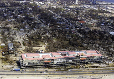 Casino Barges floating on the shore in Biloxi, Mississippi after Hurricane Katrina photo