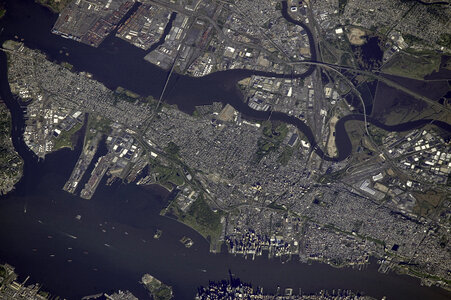 View of Jersey City from space, New Jersey photo