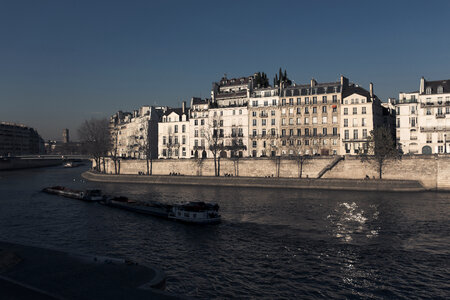Sunny Facades of Old Buildings Along the Embankment photo