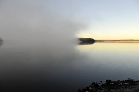 Morning mist lake sky photo