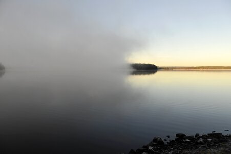Morning mist lake sky