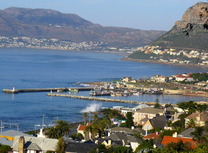 Kalk Bay Harbor landscape in Cape Town, South Africa photo