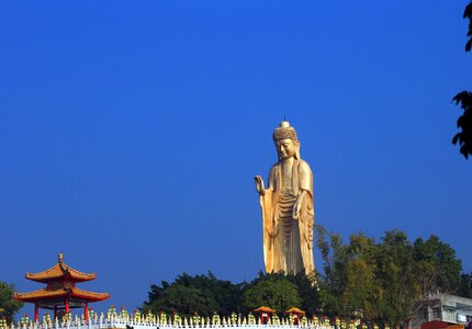 Taiwan buddha statues blue sky photo