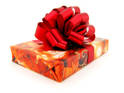 Gift with red bow photo