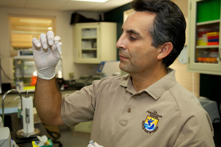 Service scientist at Lower Columbia River Fish Health Center-1