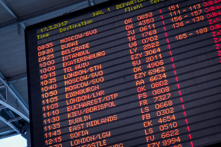 Detail view of a typical airport information board