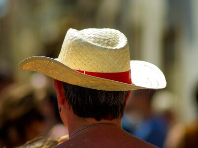 Straw hat summer hairstyle photo