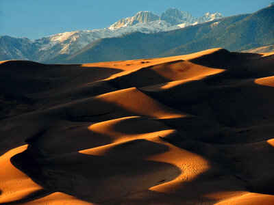 Sand Dunes and Mountains photo
