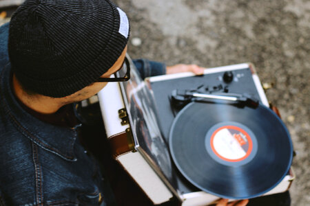 Man with Record Player photo