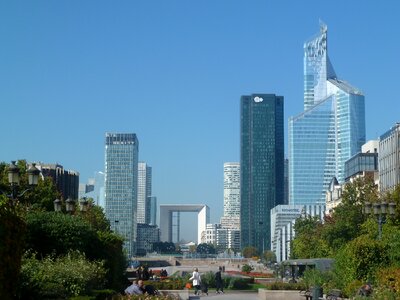 Modern buildings in the business district of La Defense to the we photo
