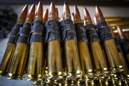 Machine-gun belt with cartridges photo