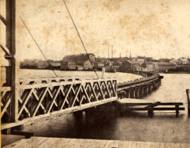 East Bridgeport Bridge over Pequannock River around 1850 in Connecticut photo