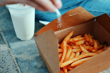 Salt French Fries in a Paper Box photo
