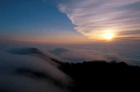 Beautiful white clouds under sunshine photo