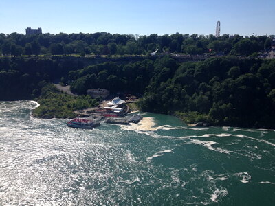 Tourists boarding the Maid of the Mist in Niagara Falls, Canada photo