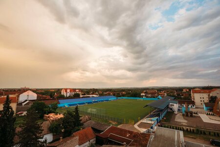 Aerial downtown football photo