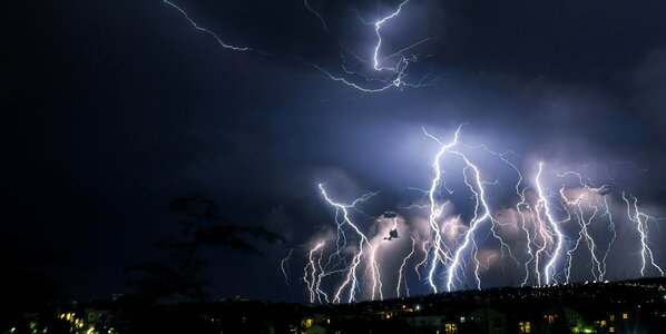 Night lightning rain photo