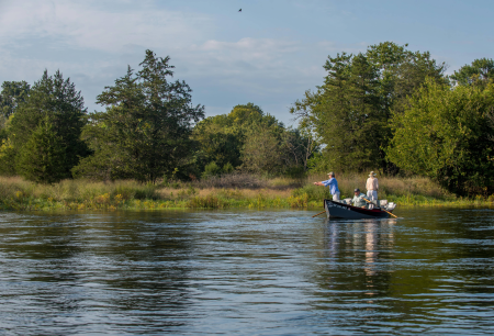 Group fly fishing from drift boat on White River-3