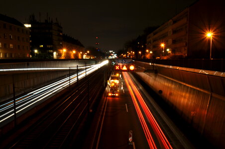 Motorway A40 in Essen at night photo