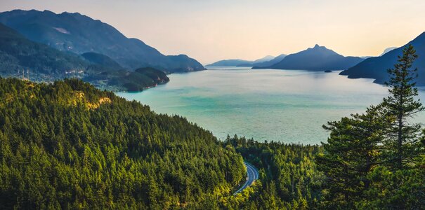 Lake water moutains photo