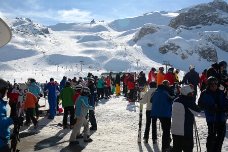 Skiers ski resort human photo